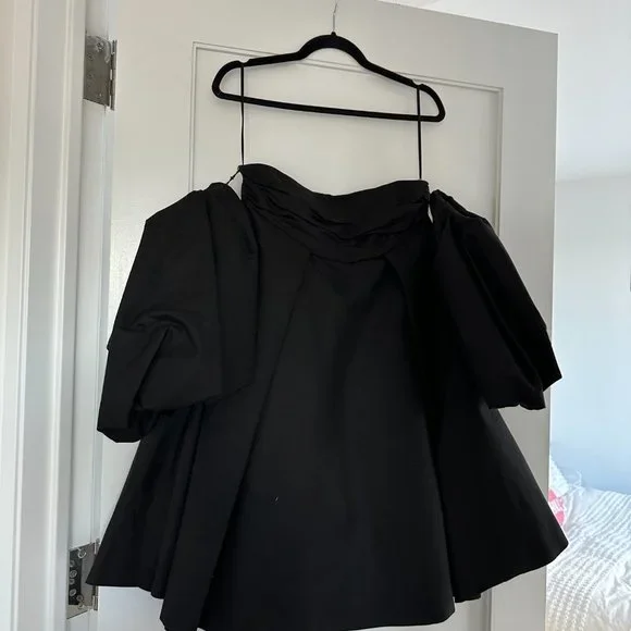 ❌SOLD❌NWT Khaite Katerina Off-shoulder Mini Dress Balloon Sleeves Sz 10 - Picture 5 of 12